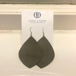 NWOT Olive Green Leather Earrings